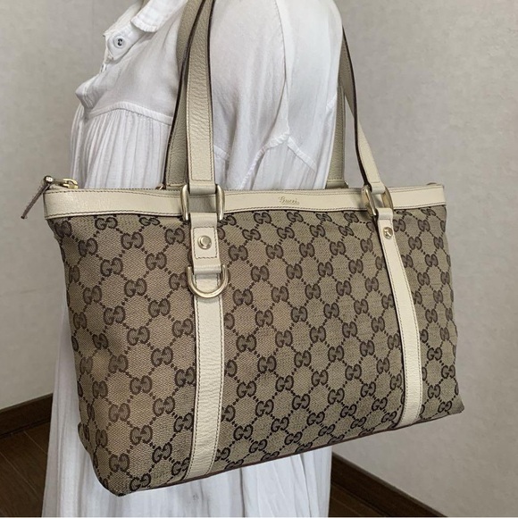 GUCCi tote bag  GG handle 52 gusset 12 height 21 height - Picture 1 of 8